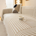 Striped Chenille Sofa Slipcover with Tassels – Non-Slip Design for Sectional