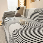 Striped Chenille Sofa Slipcover with Tassels – Non-Slip Design for Sectional