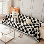 Tasseled Sofa Protector - Cotton and Microfiber Blend, Plaid Pattern