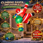 Outdoor LED Lighted Decoration - Inflatable Climbing Santa for Christmas