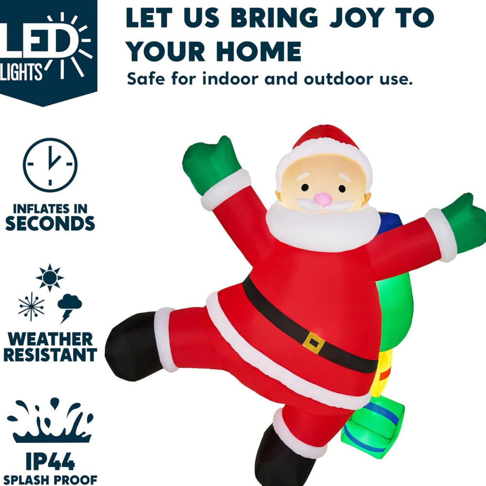 Outdoor LED Lighted Decoration - Inflatable Climbing Santa for Christmas