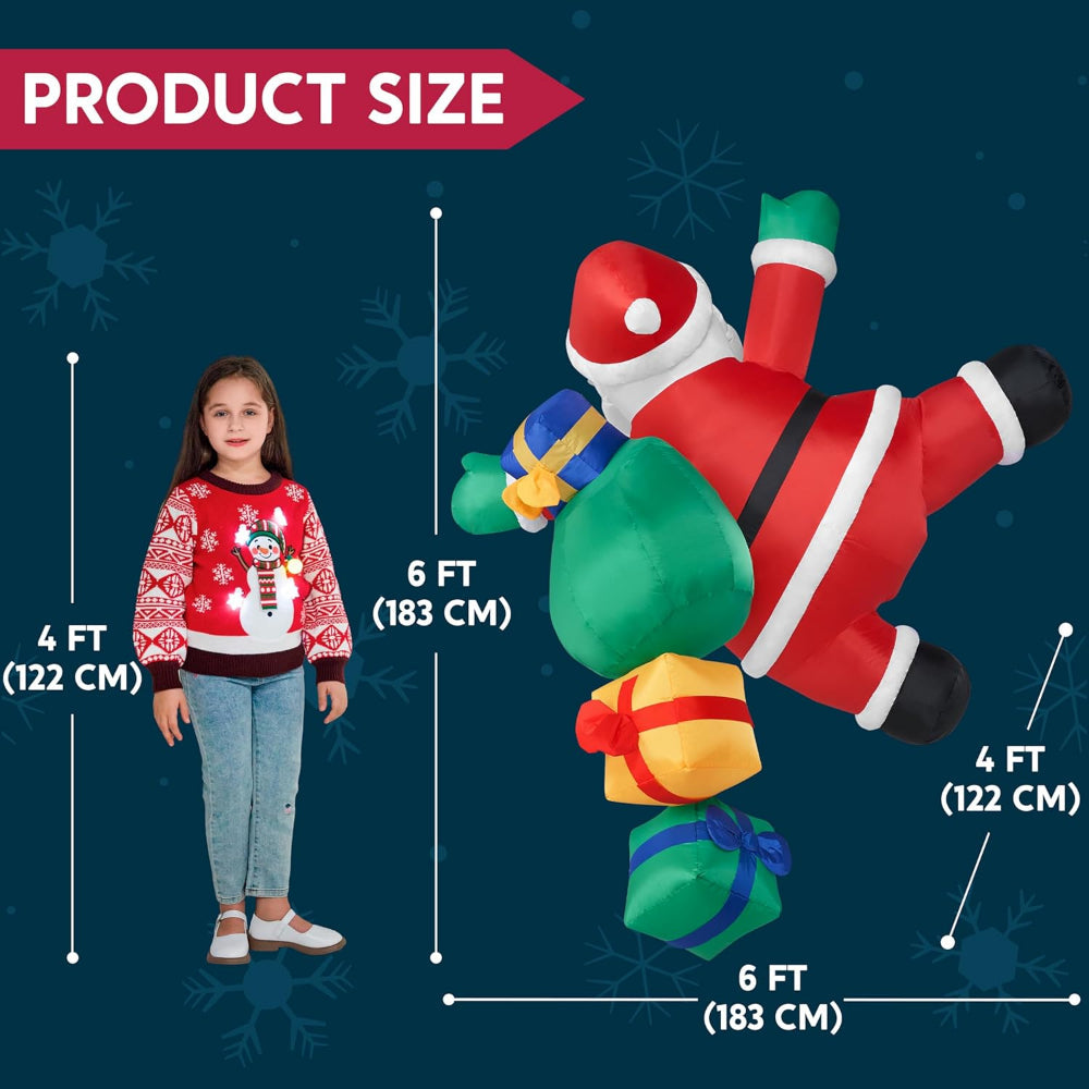 Outdoor LED Lighted Decoration - Inflatable Climbing Santa for Christmas