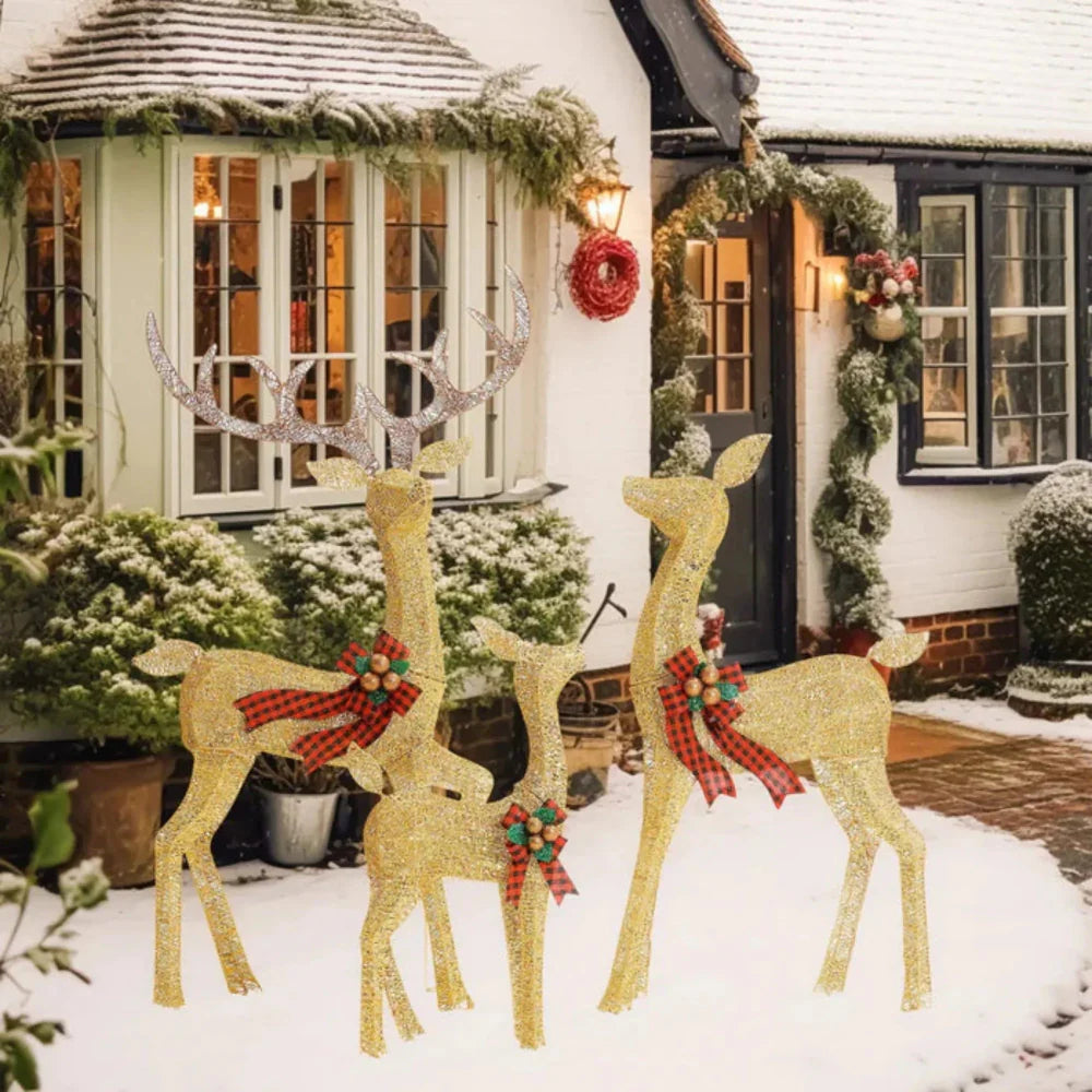 LED Garden Display of Reindeer for Christmas Outdoor Decor