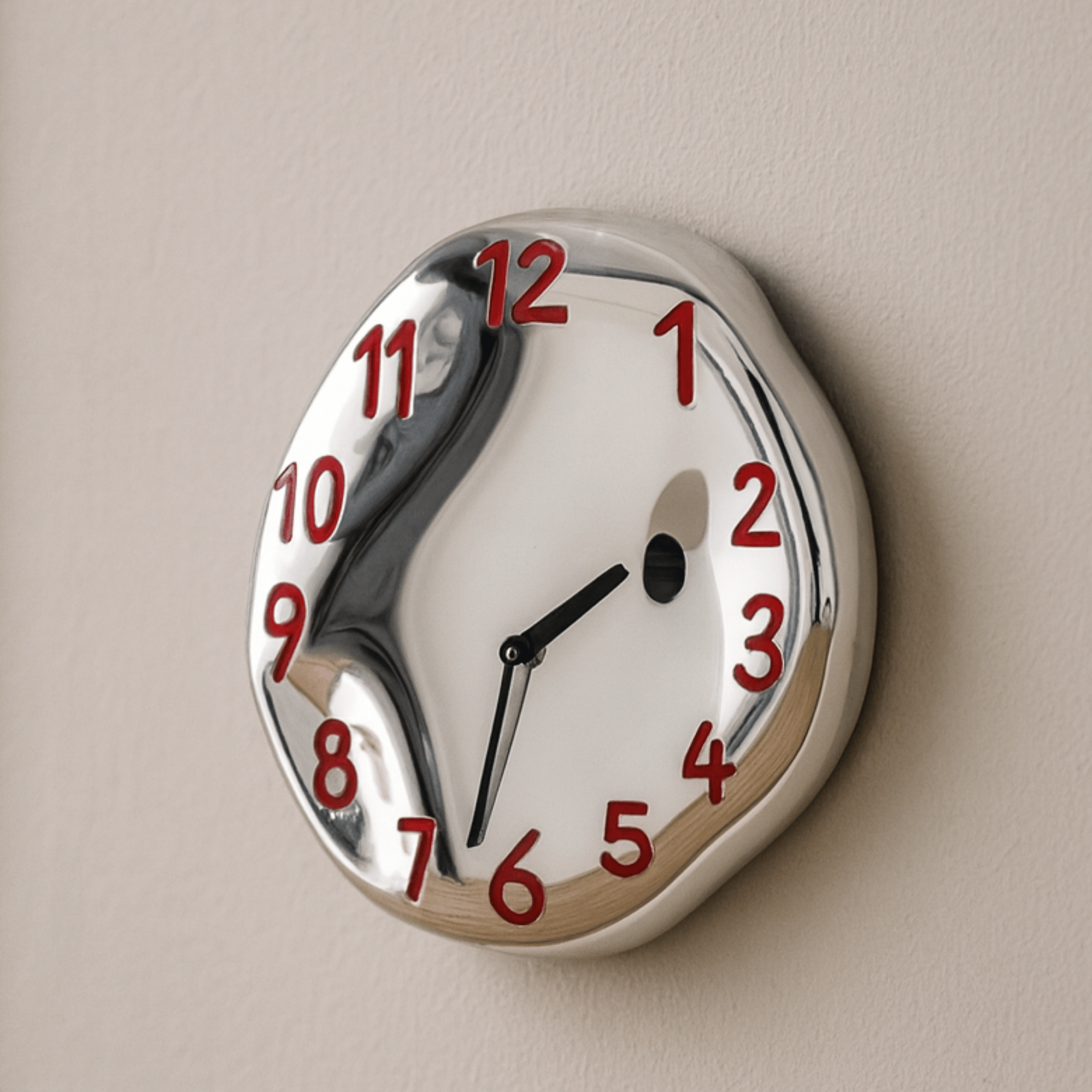 Sleek Ceramic Wall Timepiece with Chrome Accents