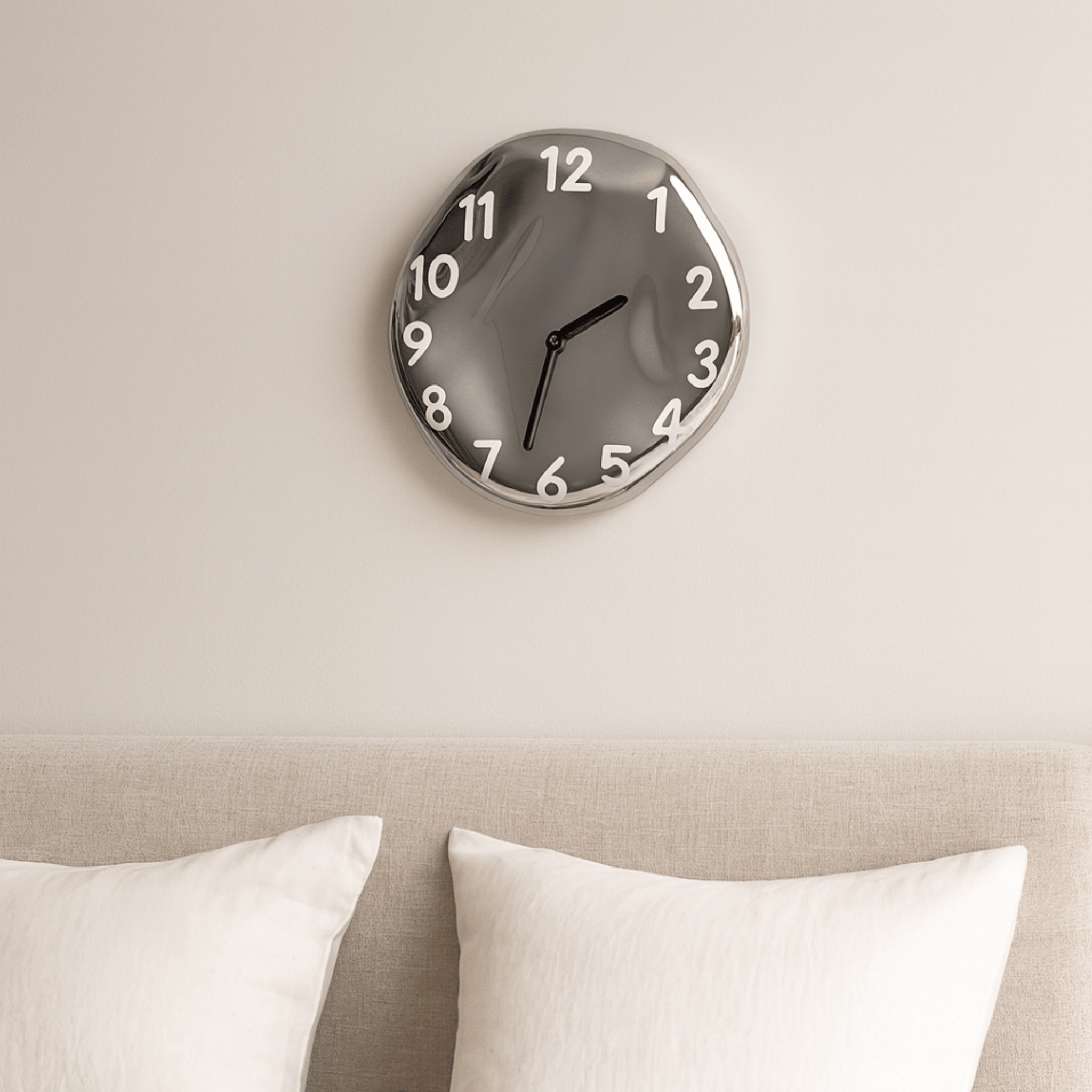 Sleek Ceramic Wall Timepiece with Chrome Accents