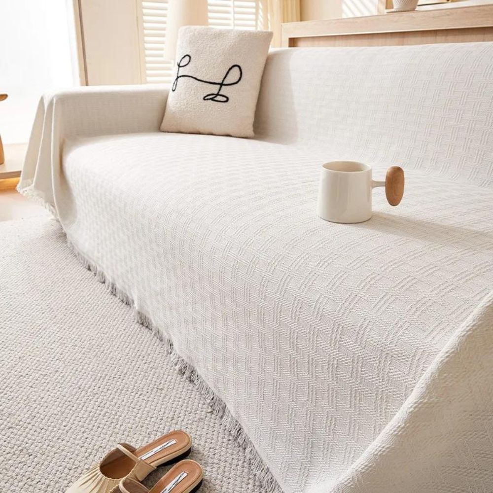 Quilted Microfiber Sofa Slipcover with Geometric Pattern