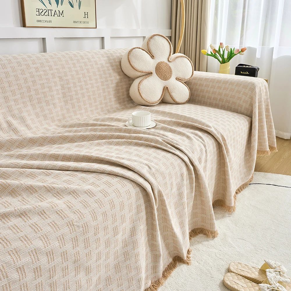 Quilted Microfiber Sofa Slipcover with Geometric Pattern