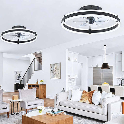 Ceiling Light Fixture with Dual LED Ring Design and Round Shape