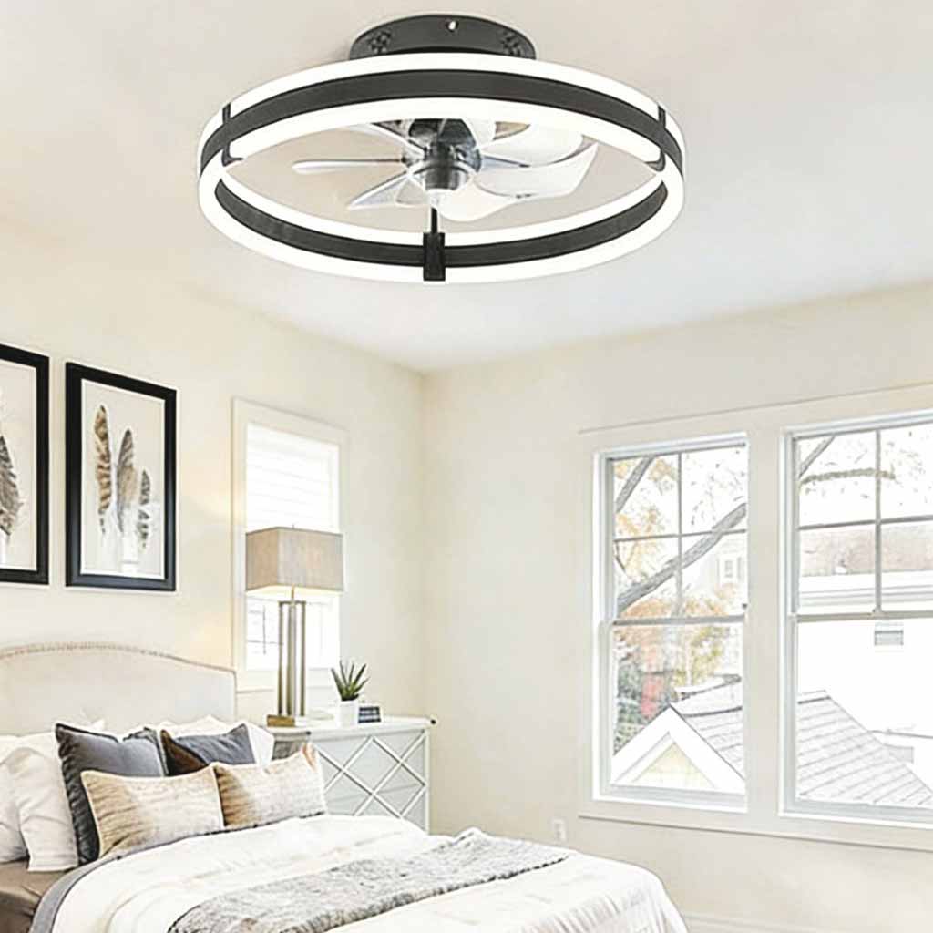 Ceiling Light Fixture with Dual LED Ring Design and Round Shape