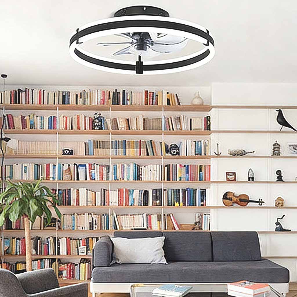 Ceiling Light Fixture with Dual LED Ring Design and Round Shape