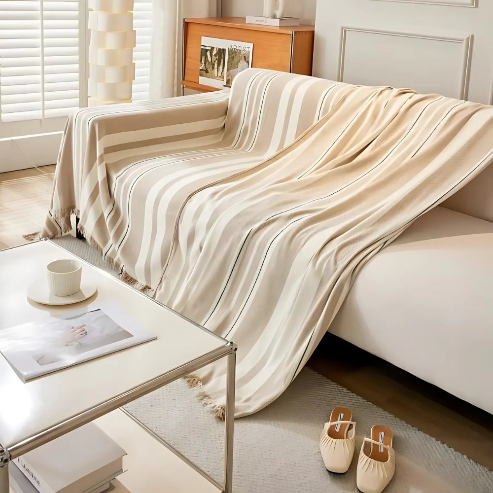 Timeless Striped Chenille Sofa Cover – Breathable Fabric