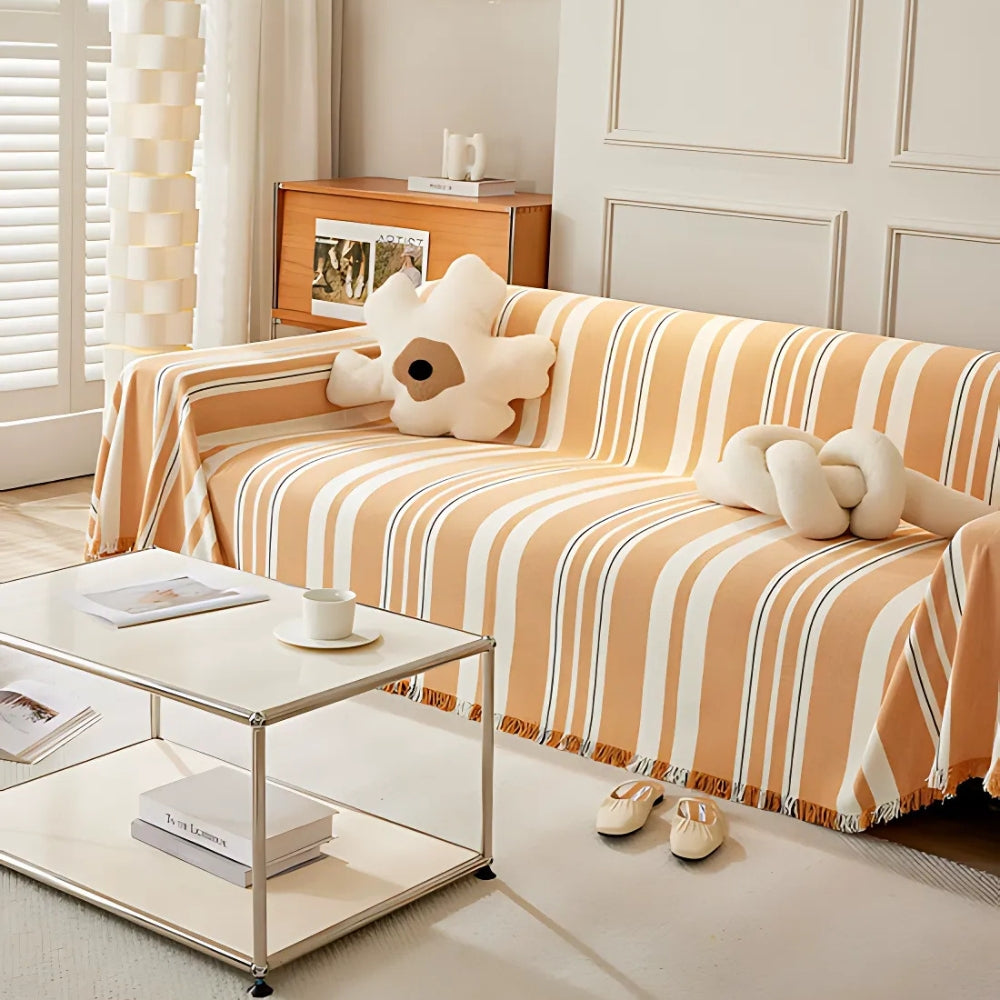 Timeless Striped Chenille Sofa Cover – Breathable Fabric
