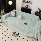 Machine Washable Chenille Sofa Cover with Leaf Design – Anti-Slip