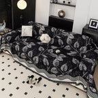 Machine Washable Chenille Sofa Cover with Leaf Design – Anti-Slip