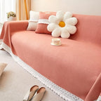 Chenille Sofa Protector with Lace Trim – Non-Slip Cover