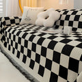 Pet-Friendly Checkerboard Microfiber Chenille Sofa Cover