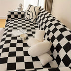 Pet-Friendly Checkerboard Microfiber Chenille Sofa Cover