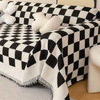 Pet-Friendly Checkerboard Microfiber Chenille Sofa Cover