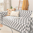 Pet-Friendly Checkerboard Microfiber Chenille Sofa Cover