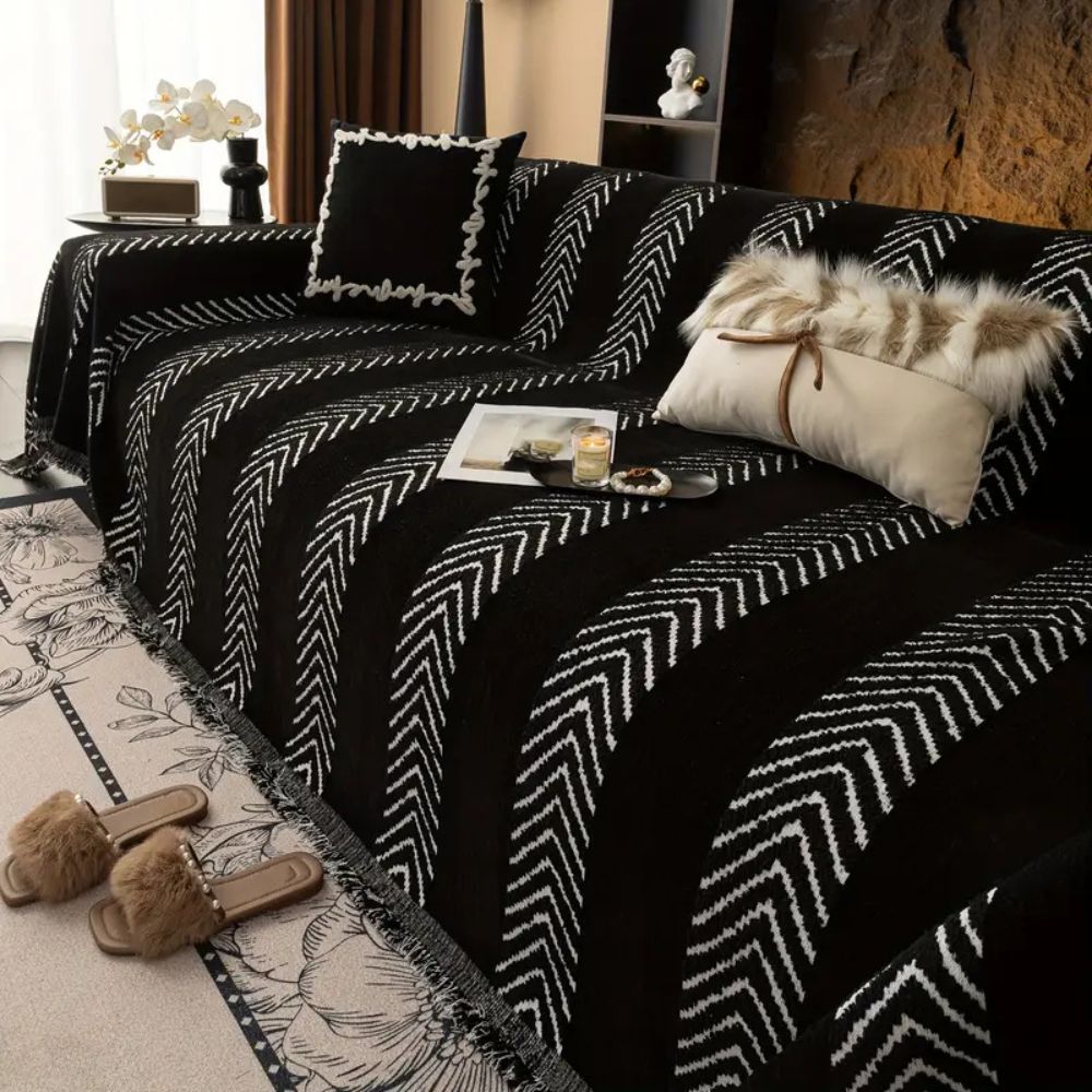 Microfiber Sofa Protector - Chevron Pattern for Couch and Sectional