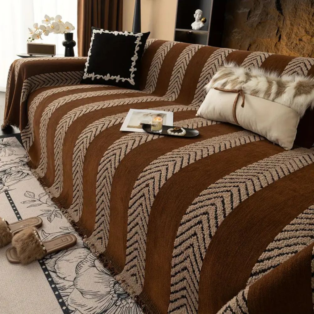 Microfiber Sofa Protector - Chevron Pattern for Couch and Sectional