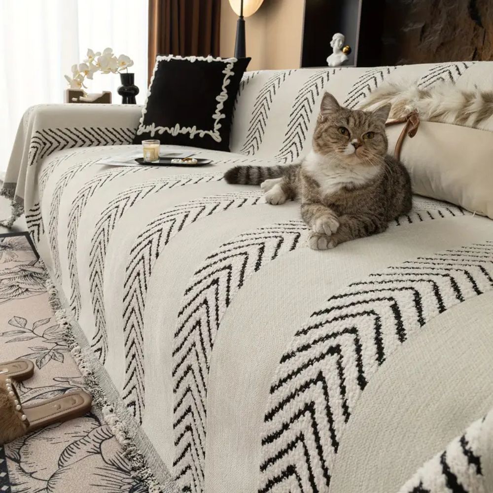 Microfiber Sofa Protector - Chevron Pattern for Couch and Sectional