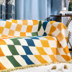 Versatile Checkerboard Throw Blanket - Polycotton Fabric