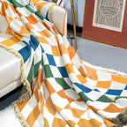 Versatile Checkerboard Throw Blanket - Polycotton Fabric