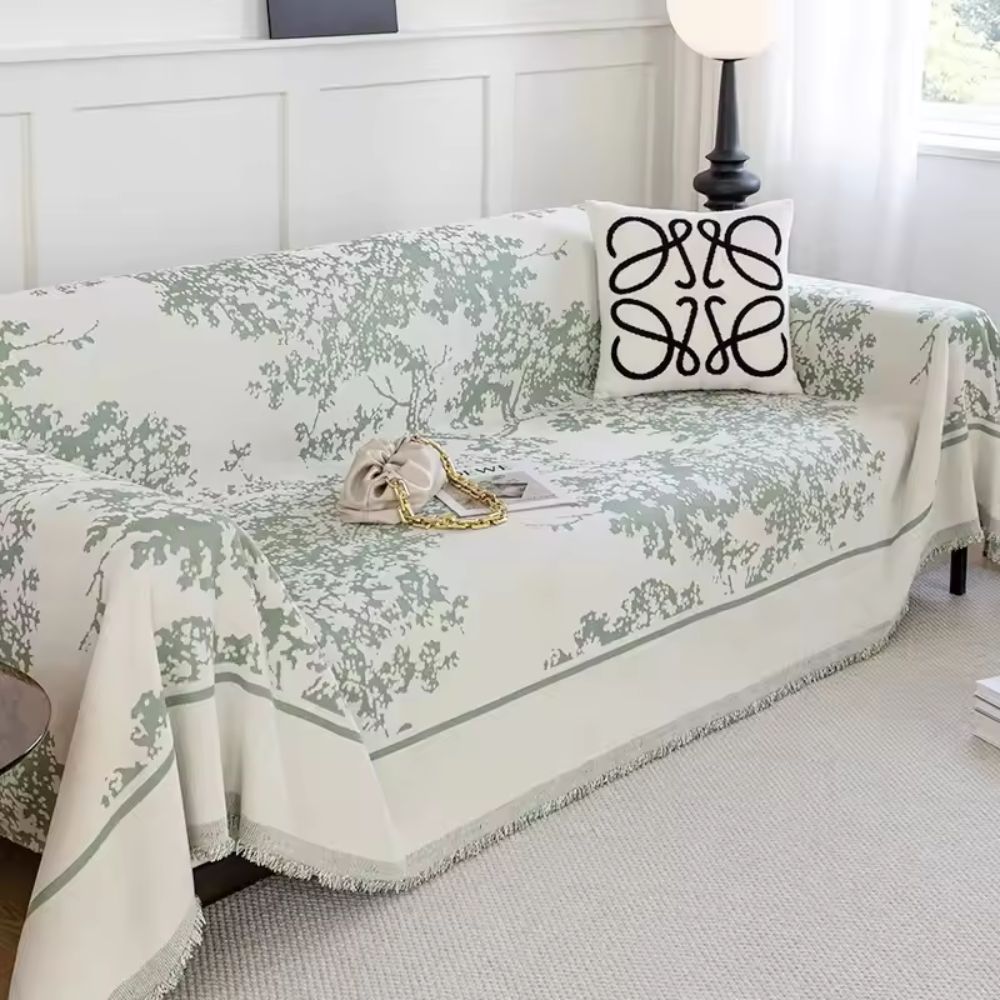 Soft Chenille Sofa Slipcover with Tree Pattern