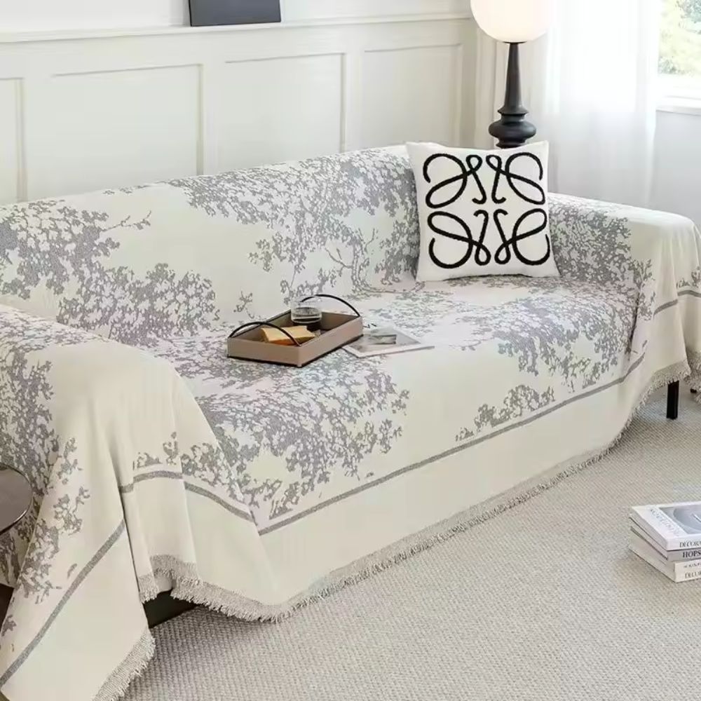 Soft Chenille Sofa Slipcover with Tree Pattern