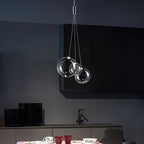 Adjustable Height Bubble Pendant Light – Contemporary Glass and Metal for Home and Kitchen