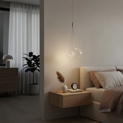 Adjustable Height Bubble Pendant Light – Contemporary Glass and Metal for Home and Kitchen