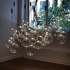 Adjustable Height Bubble Pendant Light – Contemporary Glass and Metal for Home and Kitchen