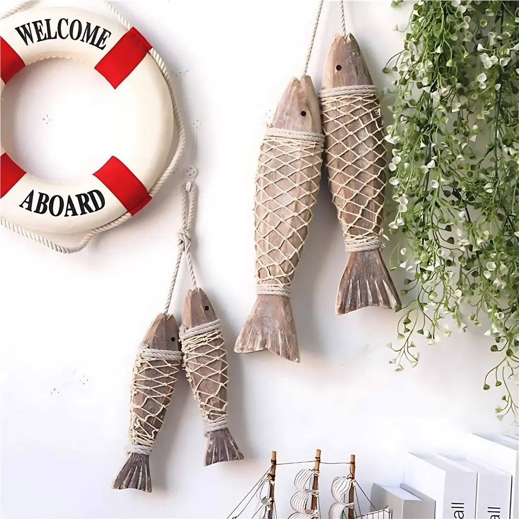 Nautical Charm Wooden Fish Wall Art