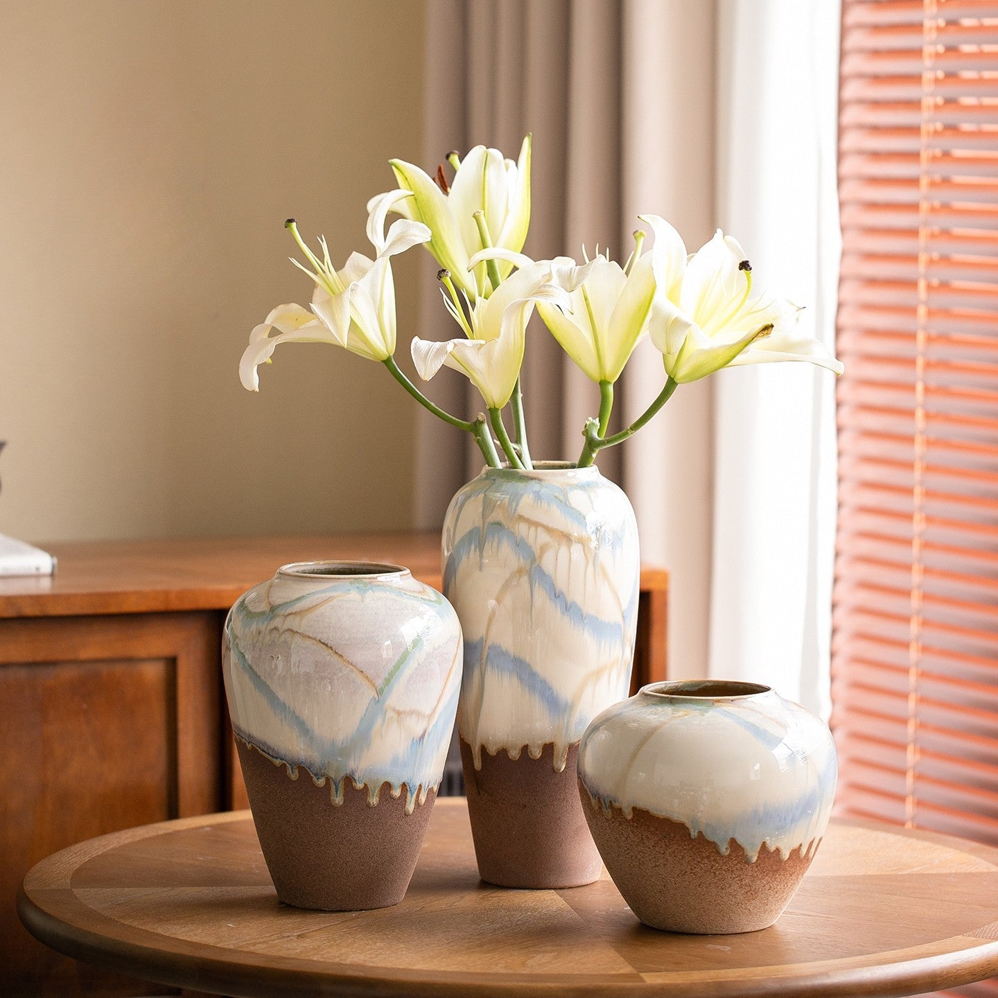 Serene Shores Artisan Flower Vase
