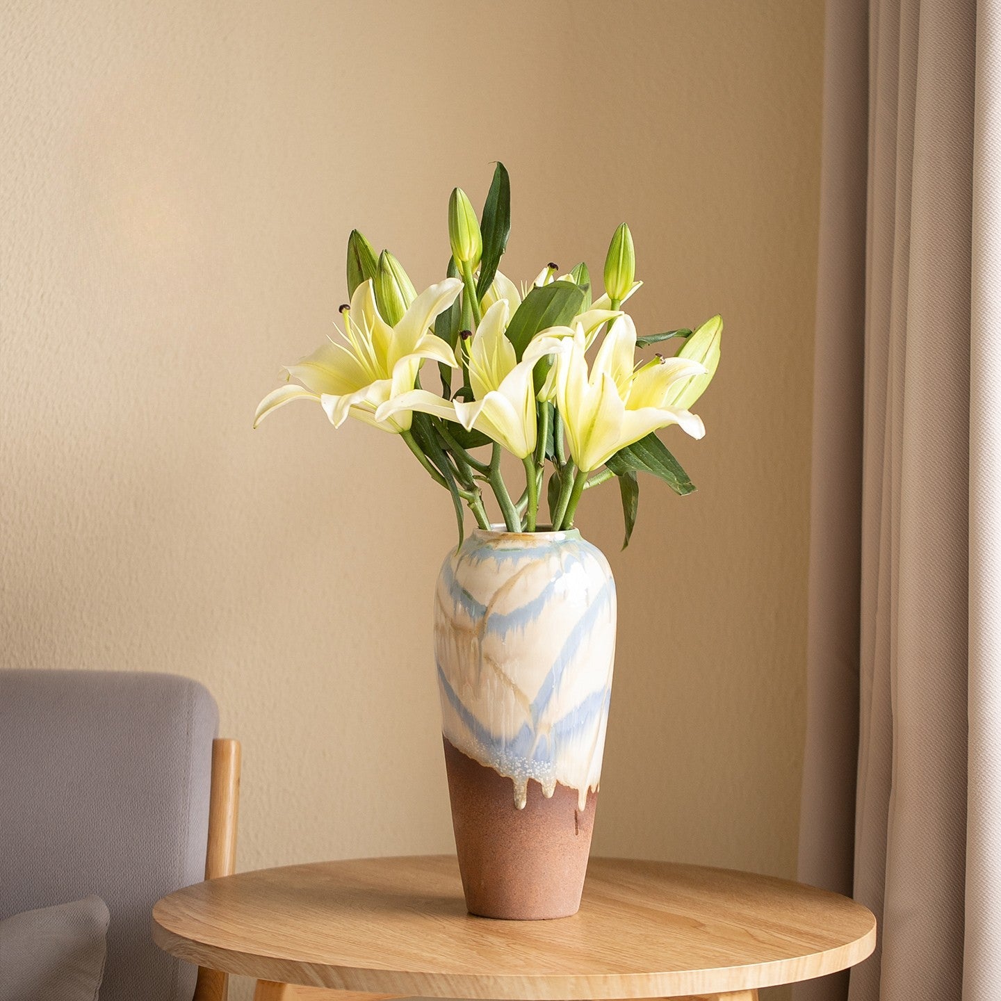 Serene Shores Artisan Flower Vase