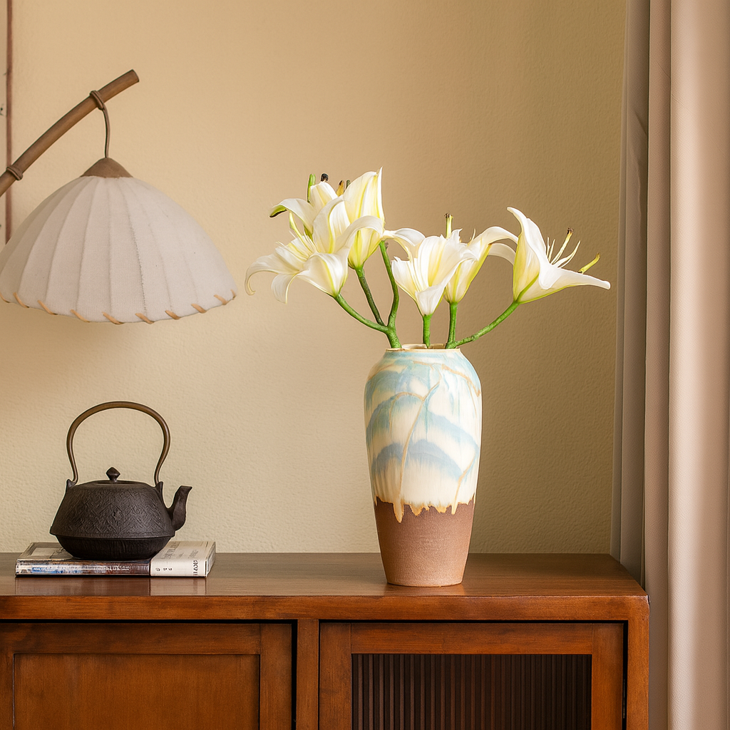 Serene Shores Artisan Flower Vase