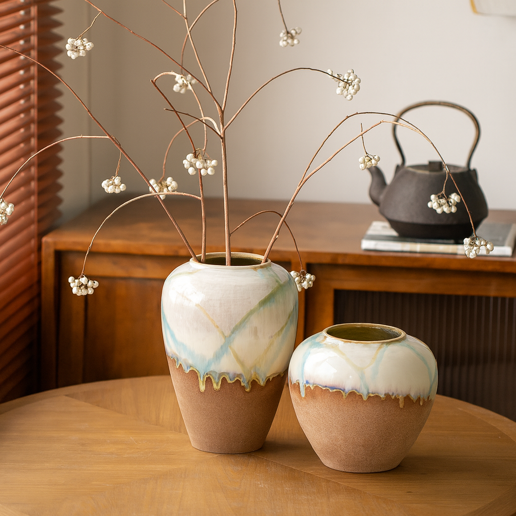 Serene Shores Artisan Flower Vase