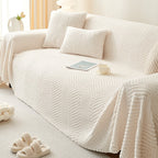 Plush Polyester Sofa Cover - Anti-Slip and Pet-Friendly Design