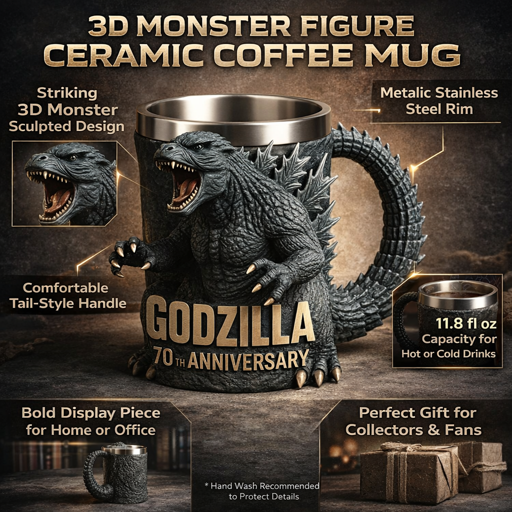 3D Sculpted Ceramic Drinkware - Monster Figure Coffee Mug