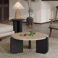 Modern Minimalist Coffee Table with Solid Wood Base and Sintered Stone Top