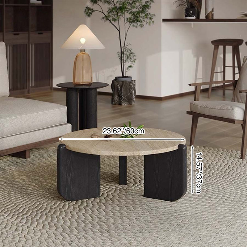 Modern Minimalist Coffee Table with Solid Wood Base and Sintered Stone Top