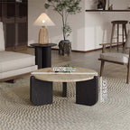 Modern Minimalist Coffee Table with Solid Wood Base and Sintered Stone Top