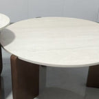 Modern Minimalist Coffee Table with Solid Wood Base and Sintered Stone Top