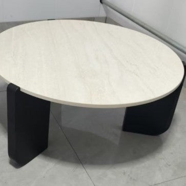 Modern Minimalist Coffee Table with Solid Wood Base and Sintered Stone Top