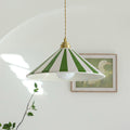 Cone-Shaped Glass Shade Pendant Light – Colorful Stripes for Kitchen