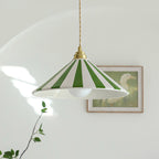 Cone-Shaped Glass Shade Pendant Light – Colorful Stripes for Kitchen