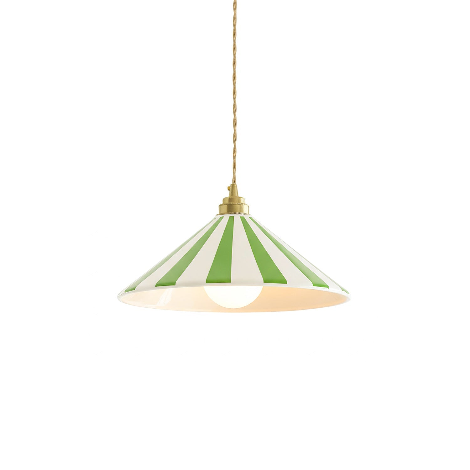 Cone-Shaped Glass Shade Pendant Light – Colorful Stripes for Kitchen