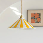 Cone-Shaped Glass Shade Pendant Light – Colorful Stripes for Kitchen