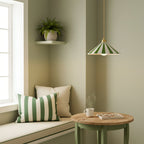 Cone-Shaped Glass Shade Pendant Light – Colorful Stripes for Kitchen